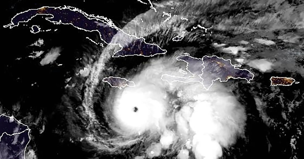 image of the caribbean map overlayed over satellite imagery of hurricane melissa